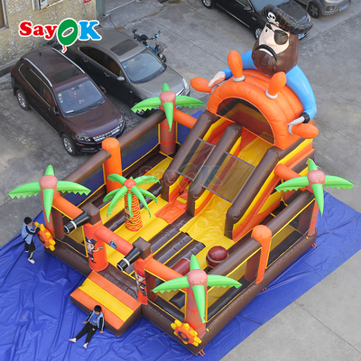 Casa inflable con tobogán y combo de barco pirata Sayok para uso comercial