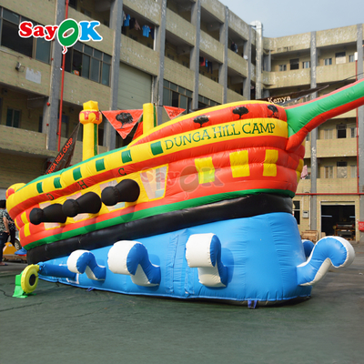 Tobogán hinchable con tobogán personalizado para niños, barco pirata inflable comercial