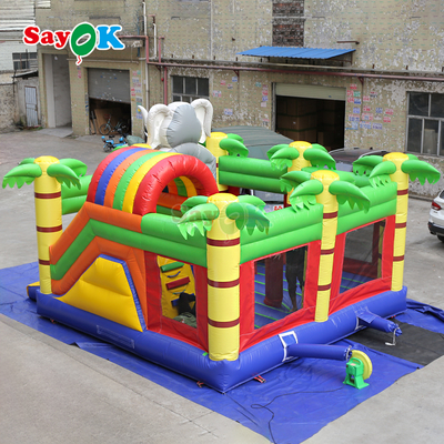 Elephant Jungle Temática Inflable Casa de Salto Combinado Inflable Castillo de Salto para Niños