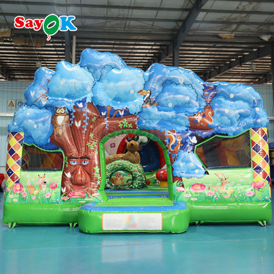 Castillo Hinchable con temática de la jungla Sayok, tobogán inflable combinado para niños