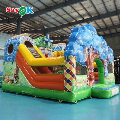 Castillo Hinchable con temática de la jungla Sayok, tobogán inflable combinado para niños
