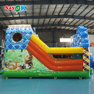 Castillo Hinchable con temática de la jungla Sayok, tobogán inflable combinado para niños