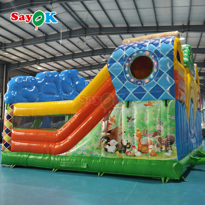 Castillo Hinchable con temática de la jungla Sayok, tobogán inflable combinado para niños