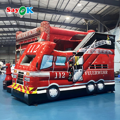 Estación de bomberos de Sayok Temática de rebote inflable Combo Camión de bomberos inflable Boucy Castillo tobogán para niños