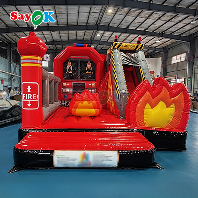 Castillo Inflable Personalizado Estación de Bomberos Camión de Bomberos Inflable con Tobogán