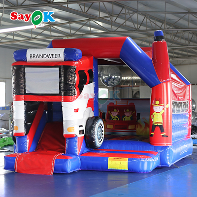Sayok Tobogán Inflable con Temática de Bomberos Combo Casa Hinchable con Tobogán Camión de Bomberos Inflable Castillo Hinchable para Niños