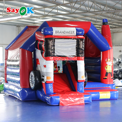 Sayok Tobogán Inflable con Temática de Bomberos Combo Casa Hinchable con Tobogán Camión de Bomberos Inflable Castillo Hinchable para Niños