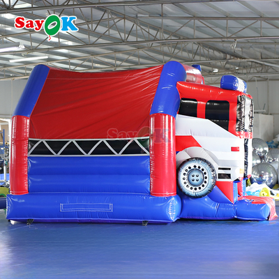 Sayok Tobogán Inflable con Temática de Bomberos Combo Casa Hinchable con Tobogán Camión de Bomberos Inflable Castillo Hinchable para Niños