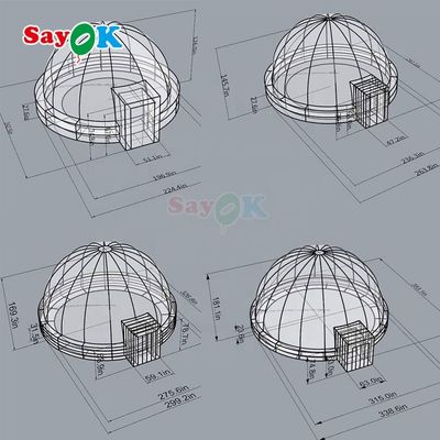 Cúpula de planetario inflable con apagón total con alimentación de CA de 110-240 V y dimensiones superiores a 12 pies