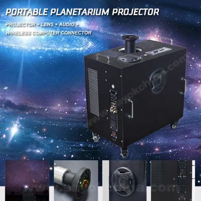Proyector de planetario portátil de cúpula completa de 360 grados con 5500LM de brillo y movilidad de 4 ruedas