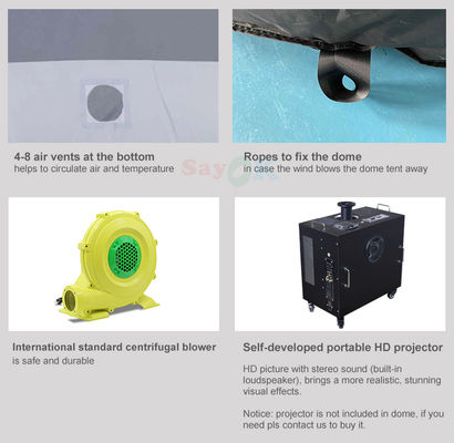 Cúpula de Planetario Inflatable 100% Retardante de Llama con Diseño 3D gratuito e Impresión personalizada