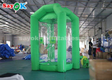 Cabina inflable de la máquina del dinero del cubo verde con un ventilador para la promoción