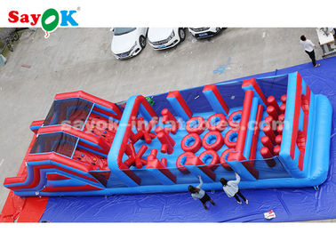 Boxeo inflable largo inflable gigante del obstáculo de los juegos de los deportes de los juegos el 15m y diapositiva animosa que sube