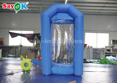 Cabina inflable azul de la máquina del dinero del cubo con el ventilador para hacer publicidad