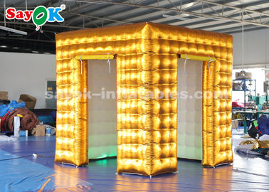 La cabina del acontecimiento exhibe la cabina de la foto del aire de los 2.5M Golden Inflatable LED con SGS coloreado ROHS de las luces