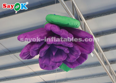 Decoración inflable de la iluminación de la púrpura los 2m que cuelga la flor de Rose para la decoración de la etapa del pasillo