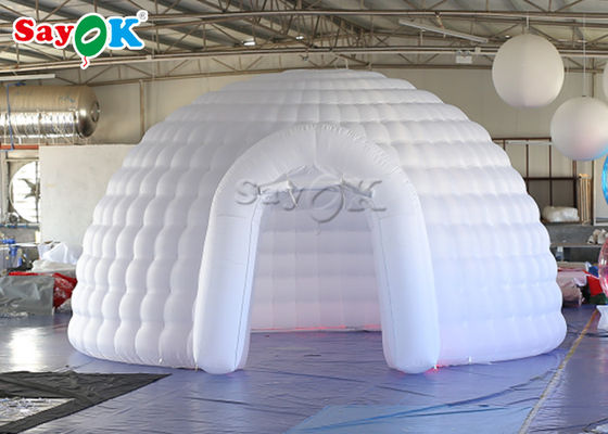 Tienda de exterior inflable 5m Tienda de domo de iglú inflable blanca con luz LED para evento de boda