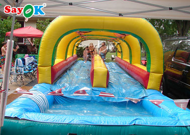 Tamaño personalizado Parque de toboganes de agua inflable Carril doble con piscina