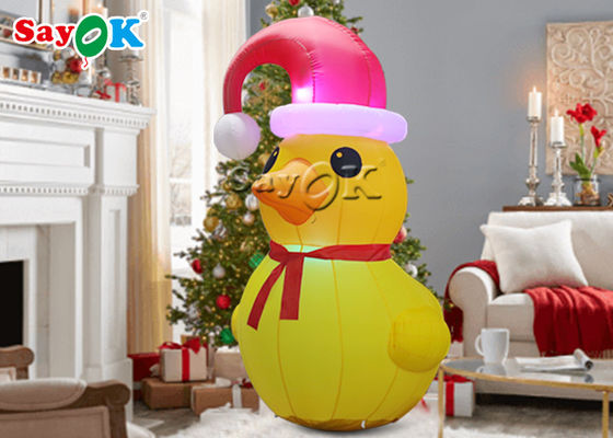 Publicidad Inflatable LED Patito amarillo de Navidad con Red Hat SGS Inflatable Personajes de dibujos animados