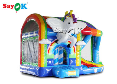 Arco iris al aire libre Unicorn Bouncy Castle inflable del Pvc del patio