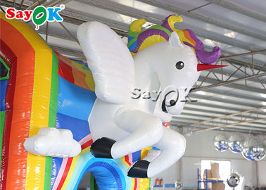 Arco iris al aire libre Unicorn Bouncy Castle inflable del Pvc del patio
