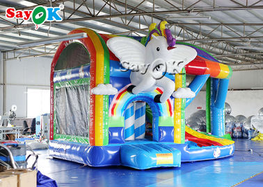 Arco iris al aire libre Unicorn Bouncy Castle inflable del Pvc del patio
