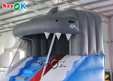 Deslizador Inflable para Niños Tiburón Azul Deslizador Inflable de Agua Con Piscina