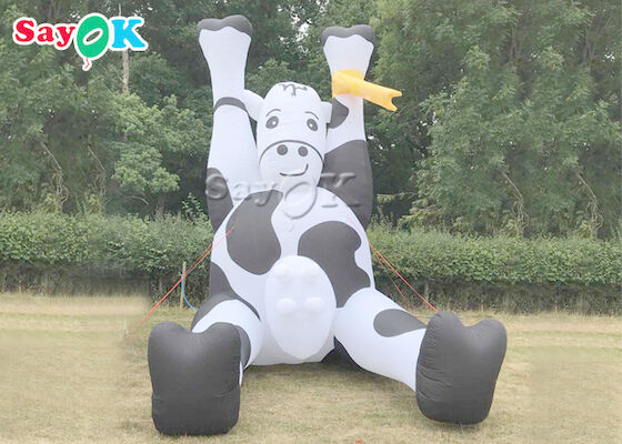 Vaca de leche inflable de tamaño natural de la lona del PVC para la decoración de la granja