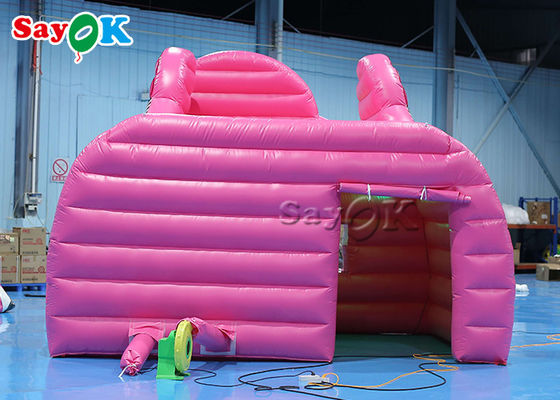 Tienda de césped inflable 4.5x3x3.8m Forma de automóvil rosa Tienda de aire inflable Dulces Comida con hilo para exteriores