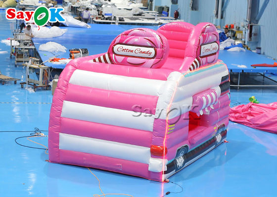 Tienda de césped inflable 4.5x3x3.8m Forma de automóvil rosa Tienda de aire inflable Dulces Comida con hilo para exteriores