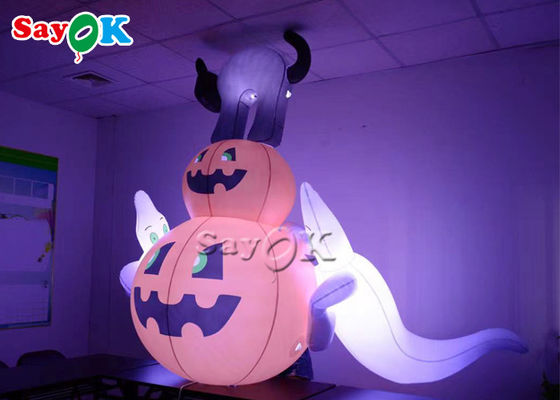 Negro inflable Cat With White Ghost de la calabaza de Airblown de la decoración de Halloween de las decoraciones del día de fiesta del OEM