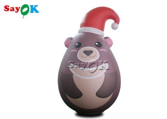El Pvc portátil de encargo selló la publicidad del sombrero de Navidad de Gray Inflatable Teddy Bear With