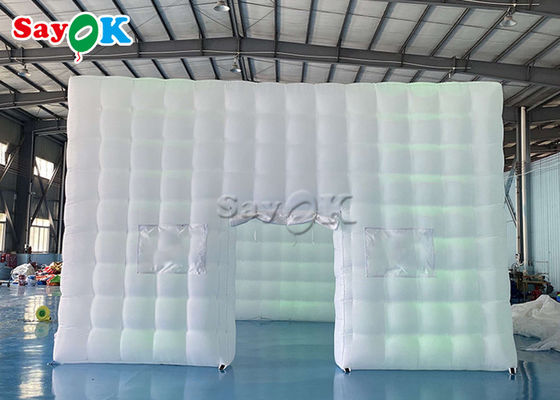 Tienda de cubo inflable 6.5m 21ft Tienda de aire inflable Plaza con luces de tubo LED