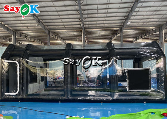 Tienda inflada clara 8x4x3mH Negro Tienda de aire inflada portátil Estante de aerosoles para automóviles