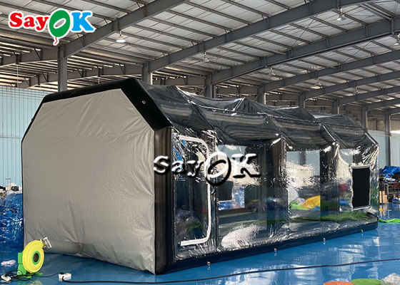 Tienda inflada clara 8x4x3mH Negro Tienda de aire inflada portátil Estante de aerosoles para automóviles