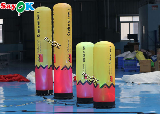 pilar inflable del rosa 0.46x1.22mH y del tubo amarillo del LED con el ventilador