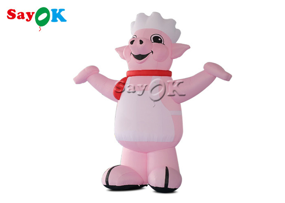 Balones de publicidad inflables 4m 13ft Mascota Rosa Explotar Personajes de dibujos animados Cerdo Cocinero Modelo para la apertura del restaurante