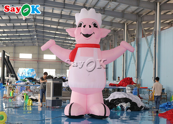Balones de publicidad inflables 4m 13ft Mascota Rosa Explotar Personajes de dibujos animados Cerdo Cocinero Modelo para la apertura del restaurante