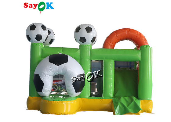 Pequeña diapositiva verde de Jumper Inflatable Bounce Soccer Bouncer del fútbol combinada