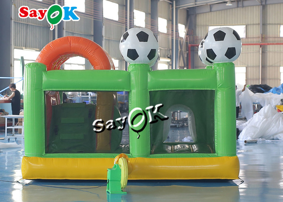 Pequeña diapositiva verde de Jumper Inflatable Bounce Soccer Bouncer del fútbol combinada