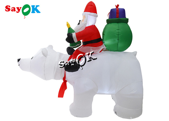 6 pies de Navidad del día de fiesta de las decoraciones de césped inflable de la yarda explotan a Santa Claus Rides Polar Bear