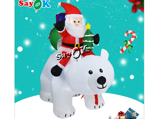 6 pies de Navidad del día de fiesta de las decoraciones de césped inflable de la yarda explotan a Santa Claus Rides Polar Bear
