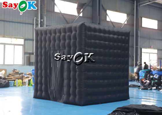 Cabina inflable negra inflable de la foto de la puerta doble del cubo de la tienda 3mH los 9.84FT del partido con el LED