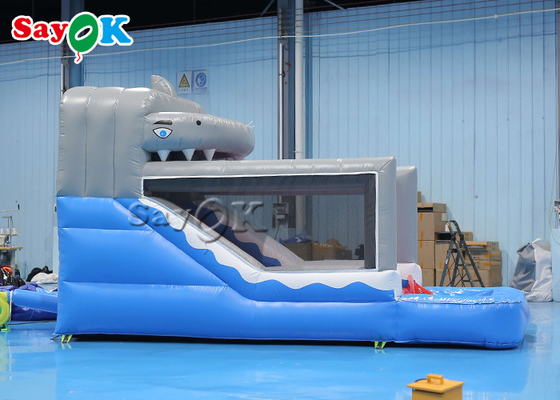 Deslizador inflables pequeños Pequeño PVC inflables tiburón deslizador húmedo y seco para parque de diversiones