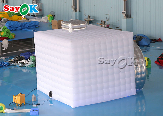 Cabina inflable de la foto del partido de la promoción plegable inflable de la tienda LED con el color blanco del ventilador