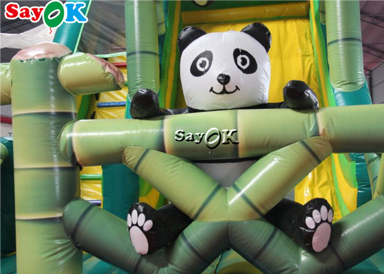 Deslizador inflables para niños Deslizador comercial inflables de salpicador Deslizador de tema de bosque de bambú Panda Deslizador inflables resbaladizo