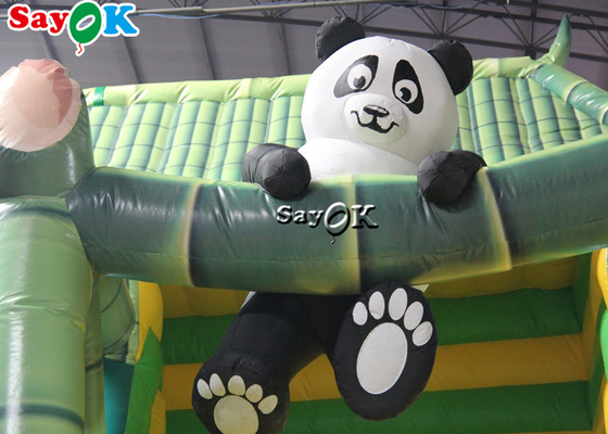 Deslizador inflables para niños Deslizador comercial inflables de salpicador Deslizador de tema de bosque de bambú Panda Deslizador inflables resbaladizo