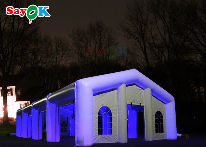 Tienda que se casa inflable cúbica del LED de la tienda inflable al aire libre blanca grande del aire