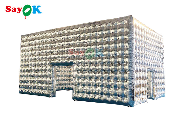 Tienda de cubo inflable de plata personalizada para fiestas de bodas, espectáculos de exposiciones, eventos, tiendas de aire inflable