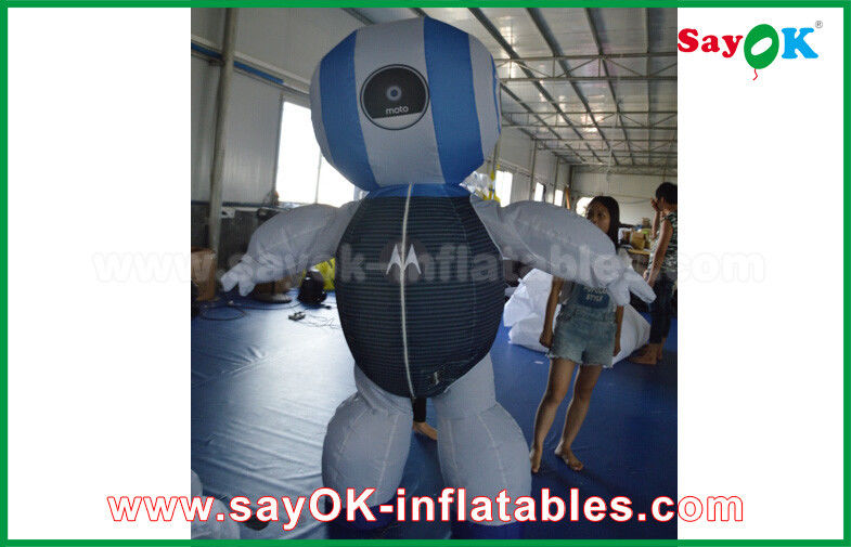 Robot inflables gigante personalizado 2mH Robot de tela de Oxford productos inflables personalizados Azul para publicidad